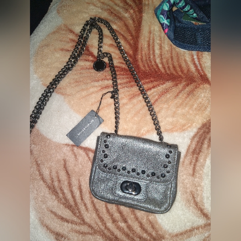 BANANA REPUBLIC GUNMETAL STUD LEATHER MINI CROSSBODY Bag